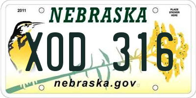 NE license plate XOD316