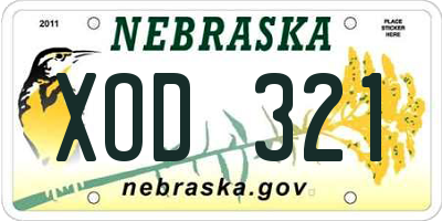 NE license plate XOD321