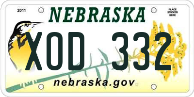 NE license plate XOD332