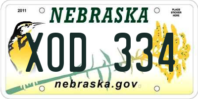 NE license plate XOD334