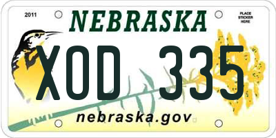 NE license plate XOD335