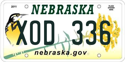 NE license plate XOD336