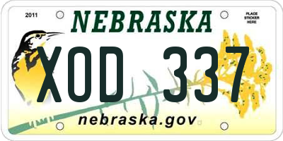 NE license plate XOD337