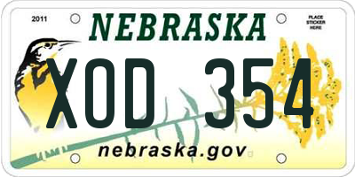 NE license plate XOD354