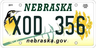 NE license plate XOD356