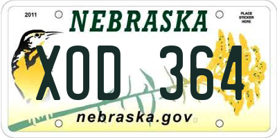 NE license plate XOD364