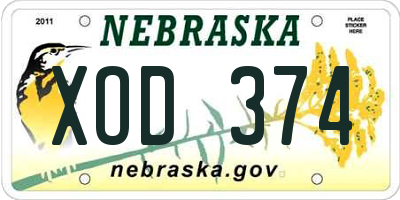 NE license plate XOD374