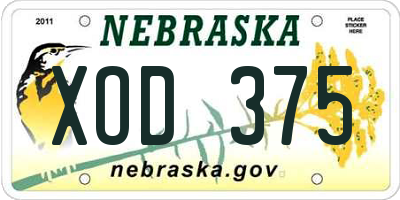 NE license plate XOD375