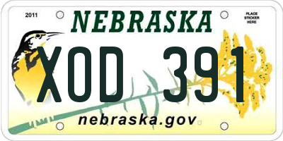 NE license plate XOD391