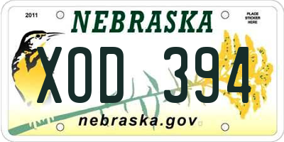 NE license plate XOD394