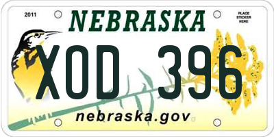 NE license plate XOD396