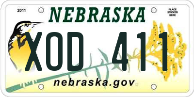 NE license plate XOD411