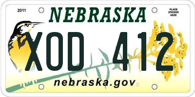 NE license plate XOD412