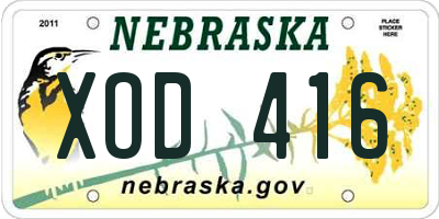 NE license plate XOD416