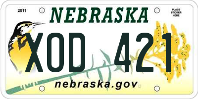NE license plate XOD421