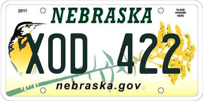 NE license plate XOD422