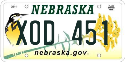 NE license plate XOD451