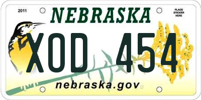 NE license plate XOD454