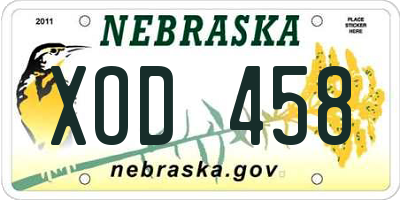 NE license plate XOD458