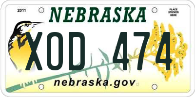 NE license plate XOD474