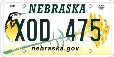 NE license plate XOD475