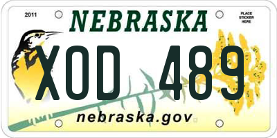 NE license plate XOD489