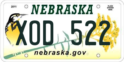 NE license plate XOD522
