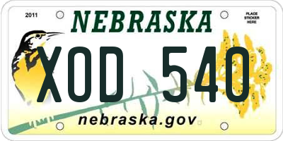 NE license plate XOD540