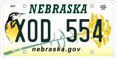 NE license plate XOD554