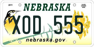 NE license plate XOD555