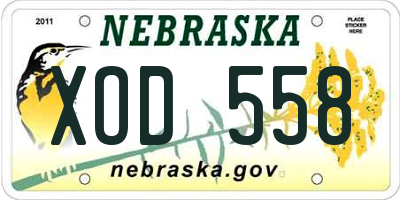 NE license plate XOD558