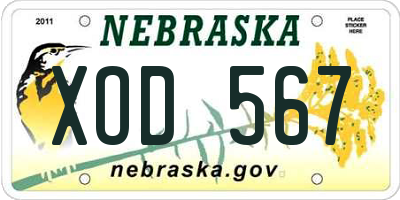 NE license plate XOD567