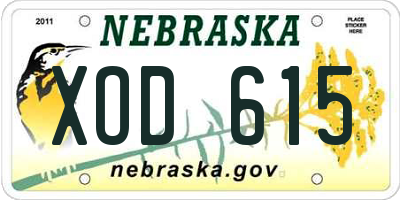 NE license plate XOD615