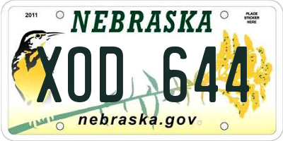 NE license plate XOD644