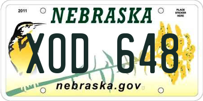 NE license plate XOD648