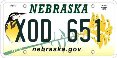 NE license plate XOD651