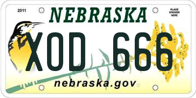 NE license plate XOD666