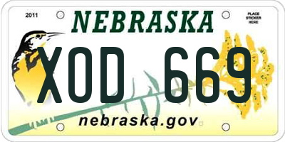NE license plate XOD669