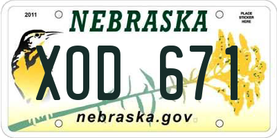 NE license plate XOD671