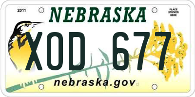 NE license plate XOD677