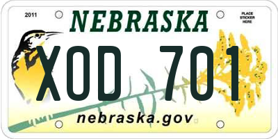 NE license plate XOD701