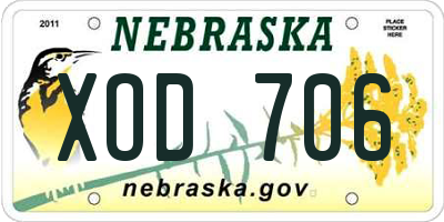 NE license plate XOD706