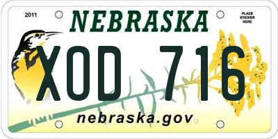 NE license plate XOD716