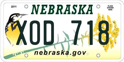 NE license plate XOD718