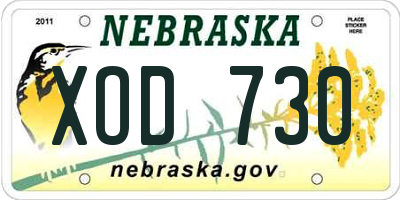 NE license plate XOD730