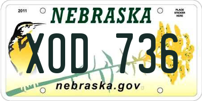 NE license plate XOD736
