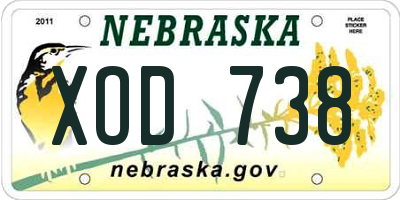 NE license plate XOD738