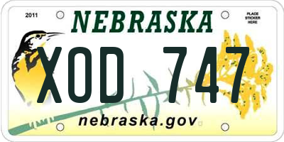 NE license plate XOD747