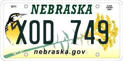 NE license plate XOD749