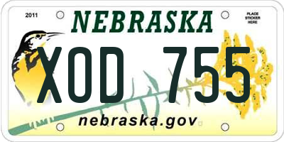 NE license plate XOD755